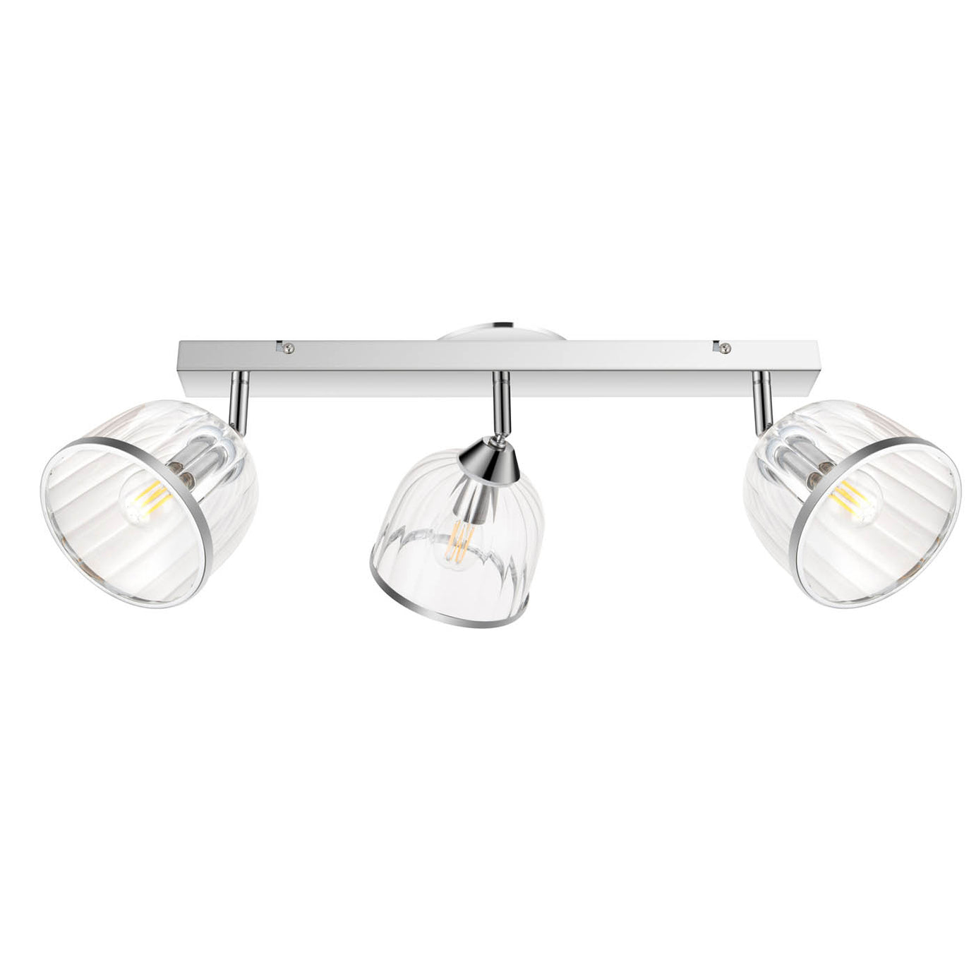 LED Ceiling Spot Light Bar 3 Wat Multi Arm Chrome Adjustable Heads Glass Shades - Image 1