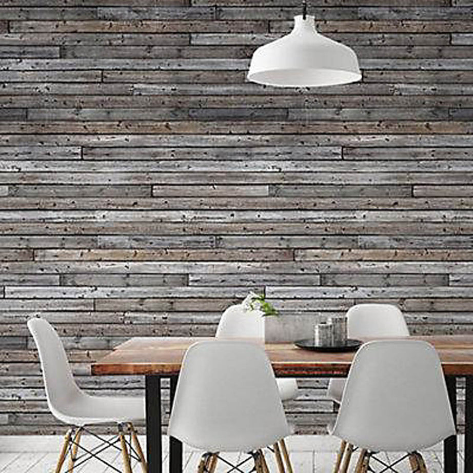 Mural Wallpaper Matt Grey Panelled Wood Effect Smooth Removable Washable 4.45m² - Image 3