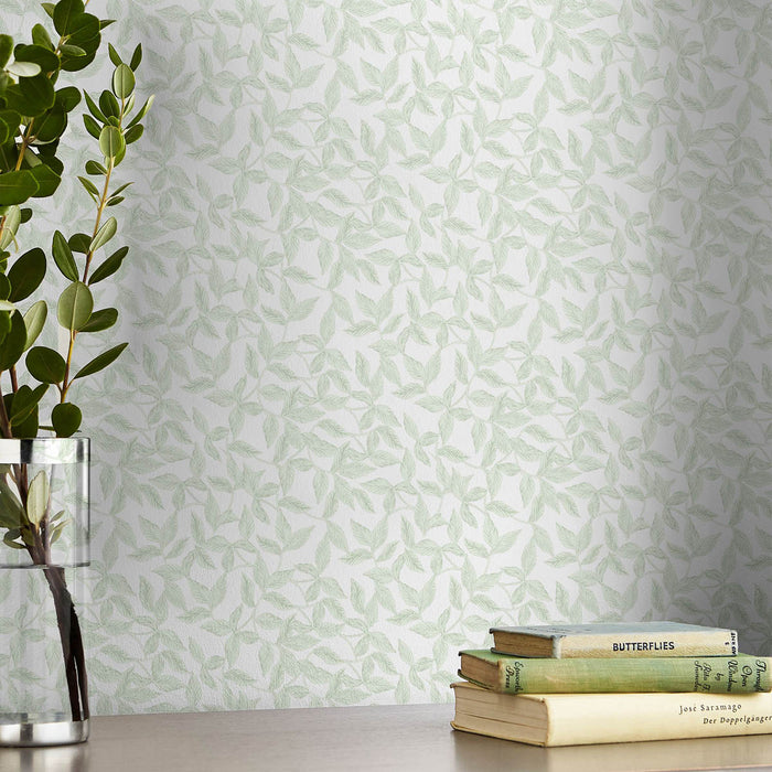 Laura Ashley Wallpaper Erwood Eau de Nil Leaves Pattern Smooth Strippable - Image 2