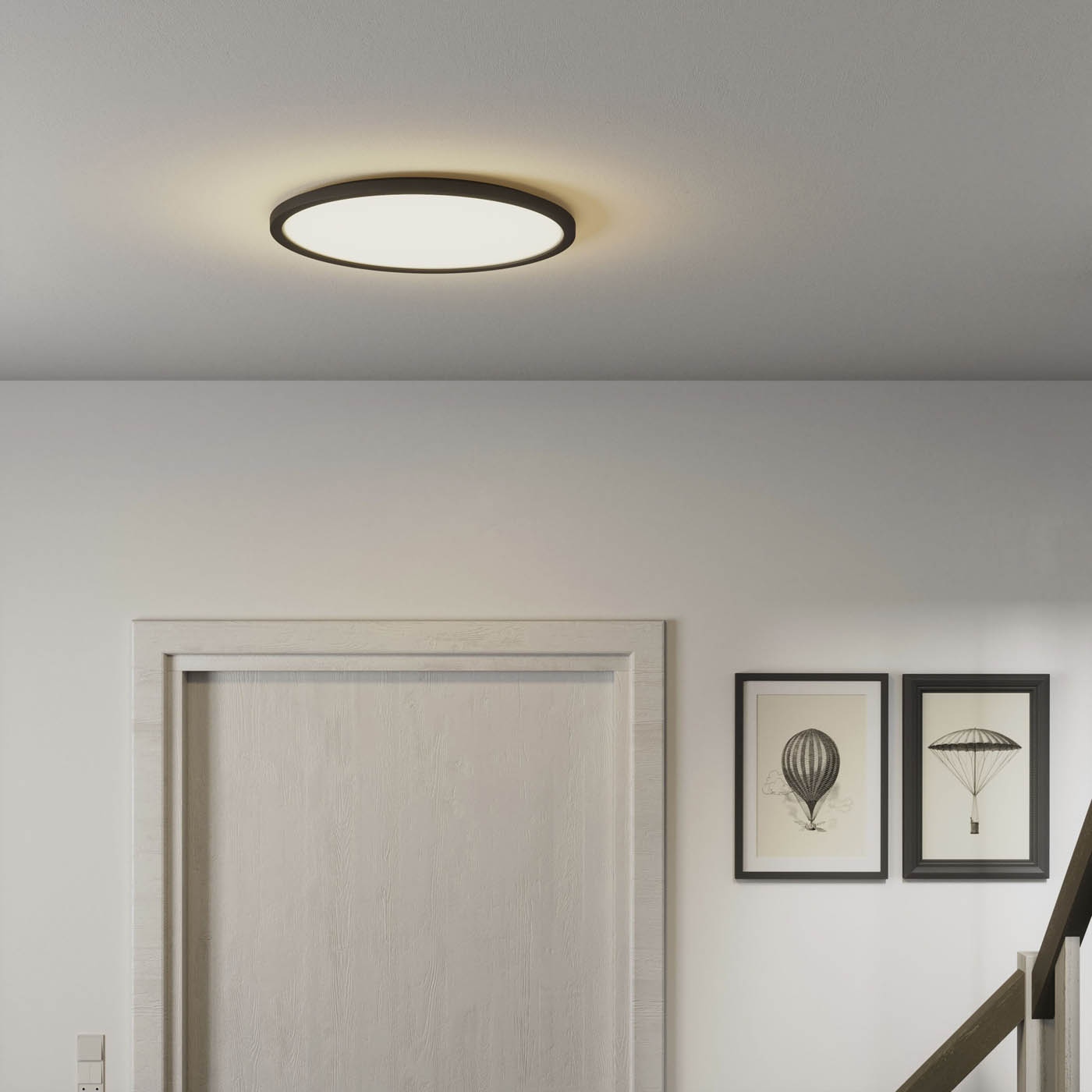 LED Ceiling Light Round Dimmable Matt Plastic Black Modern Hallway Bathroom - Image 2