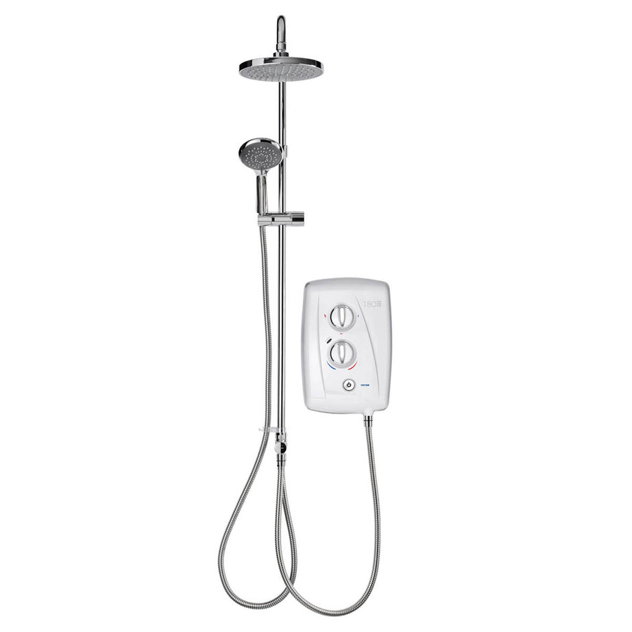 Triton Electric Shower Mixer Chrome 5-Spray Pattern Round Twin Head 9.5kW - Image 1