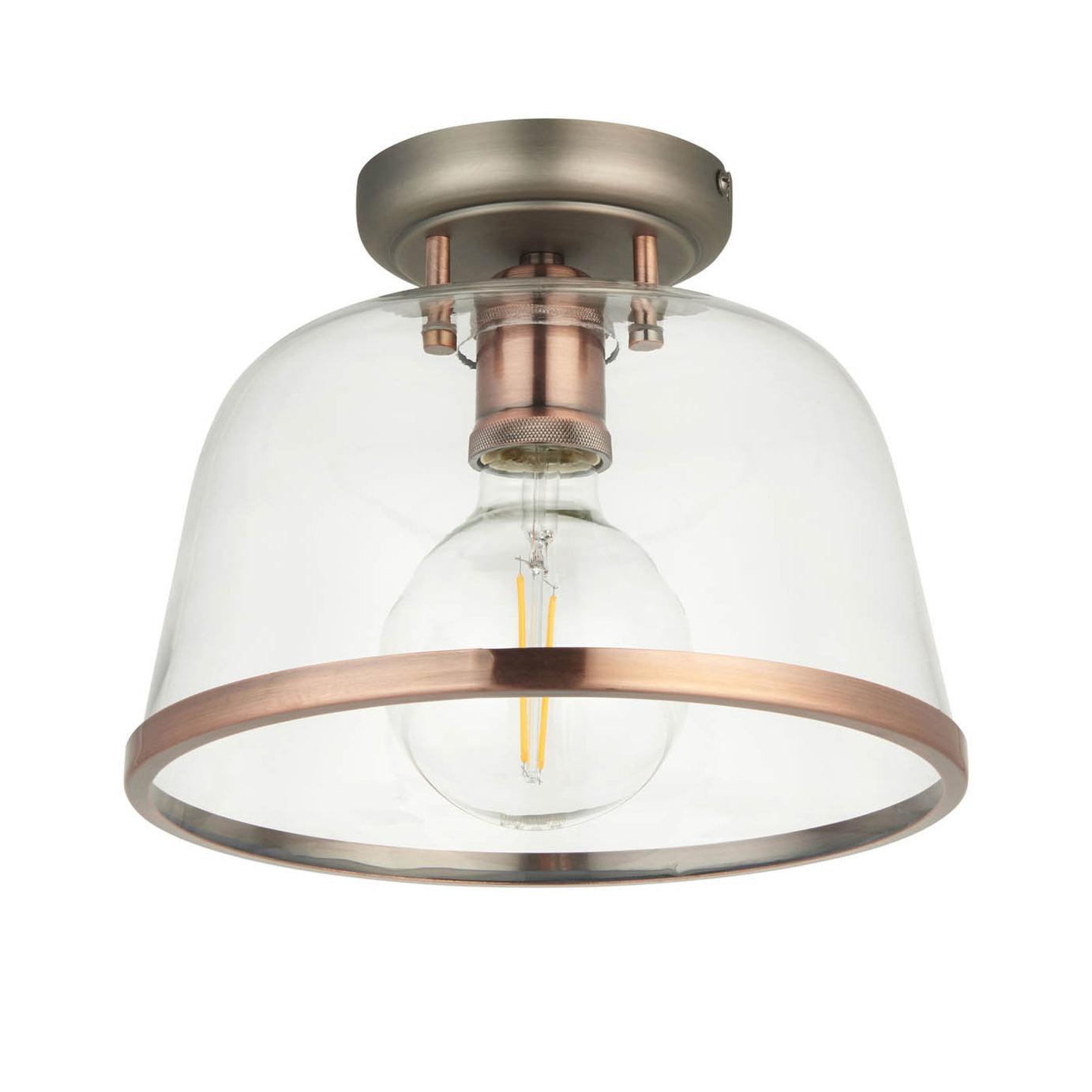 LED Ceiling Light Clear Transparent Glass Shade Modern Industrial Dimmable - Image 1