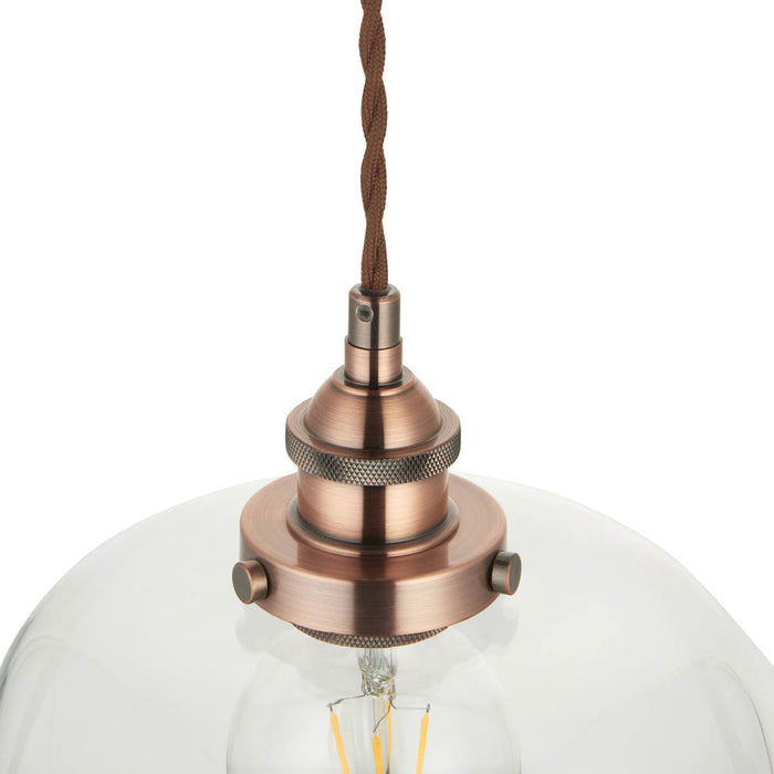 Pendant Ceiling Light LED Glass Clear Steel Copper Effect Dimmable Adjustable - Image 4