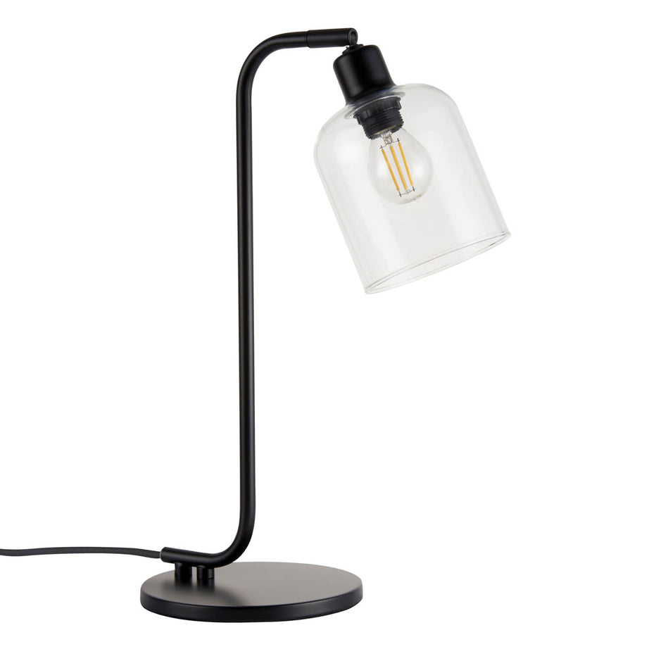 Table Lamp Matt Black Glass Steel Freestanding Living Room Bedroom Modern - Image 2
