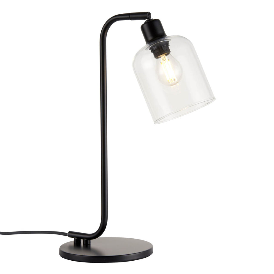 Table Lamp Matt Black Glass Steel Freestanding Living Room Bedroom Modern - Image 3