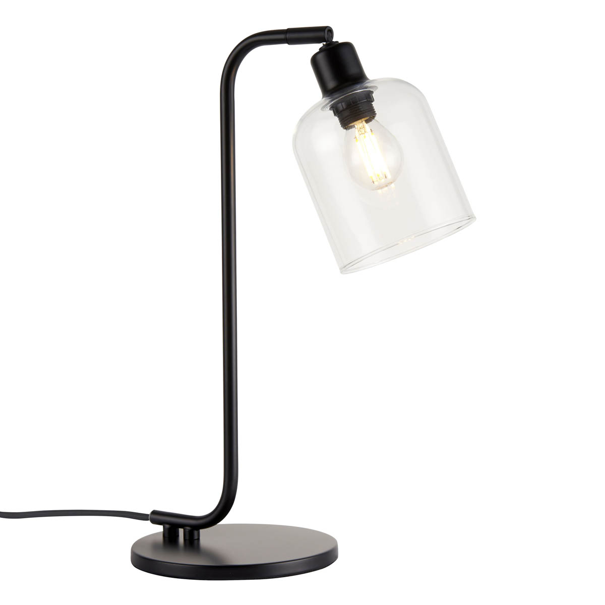 Table Lamp Matt Black Glass Steel Freestanding Living Room Bedroom Modern - Image 3