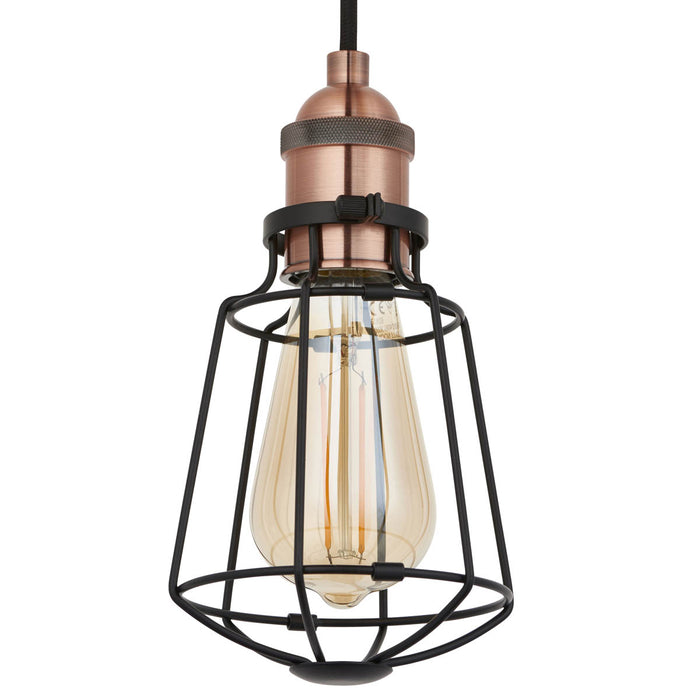 Ceiling Light 3 Way Matt Black Steel Dimmable Caged Pendant Living Bedroom 10W - Image 4