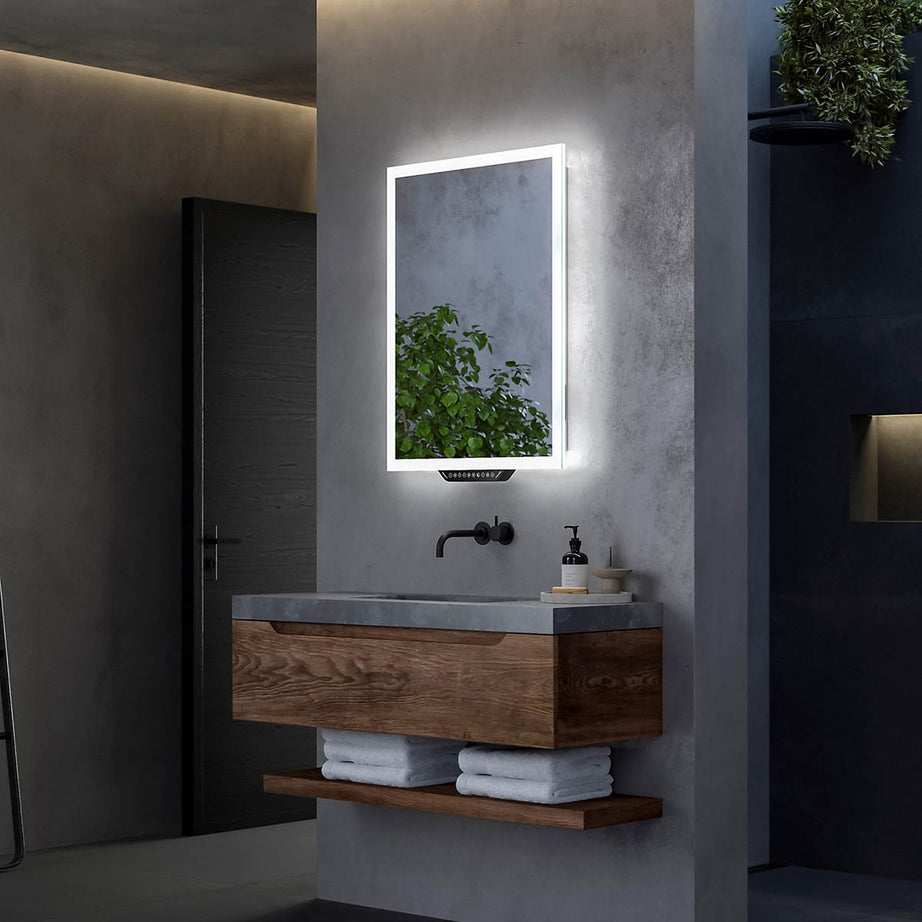 Bathroom LED Mirror Illuminated Smart Rectangular Demister Alexa Wall-Mounted - Image 1