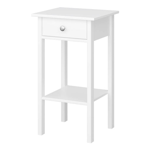 Bedside Table 1 Drawer Nightstand Cabinet Satin White Classic (H)700mm (W)400mm - Image 1