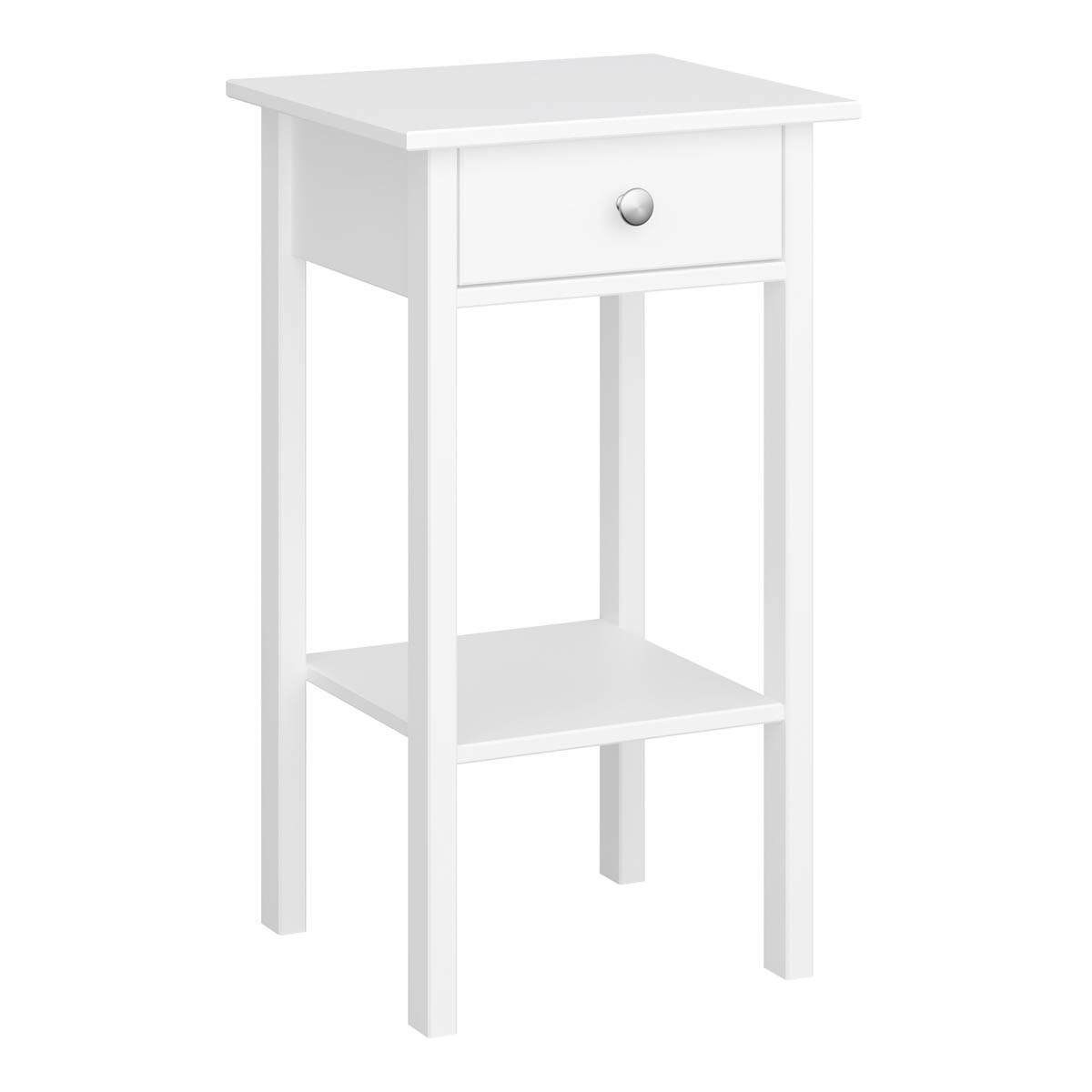 Bedside Table 1 Drawer Nightstand Cabinet Satin White Classic (H)700mm (W)400mm - Image 3