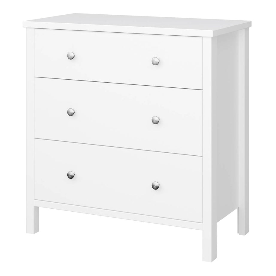 Valenca Chest of Drawers 3 Drawer Satin White MDF Wide (H)840 (W)800 (D)410mm - Image 5