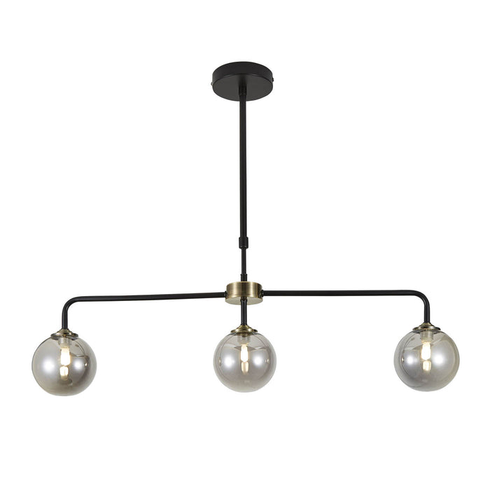 Ceiling Light 3 Way Multi Arm Matt Black Smoked Globe Glass Shades Modern - Image 2