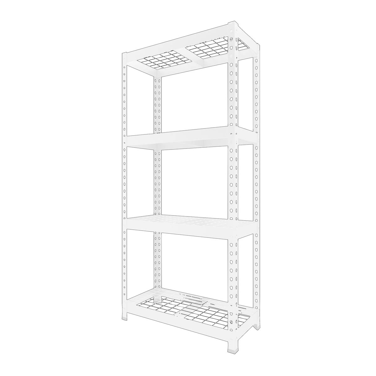 Shelving Unit 4 Tier Matt Silver Galvanised Steel Adjustable (H)1600mm (W)750mm - Image 4