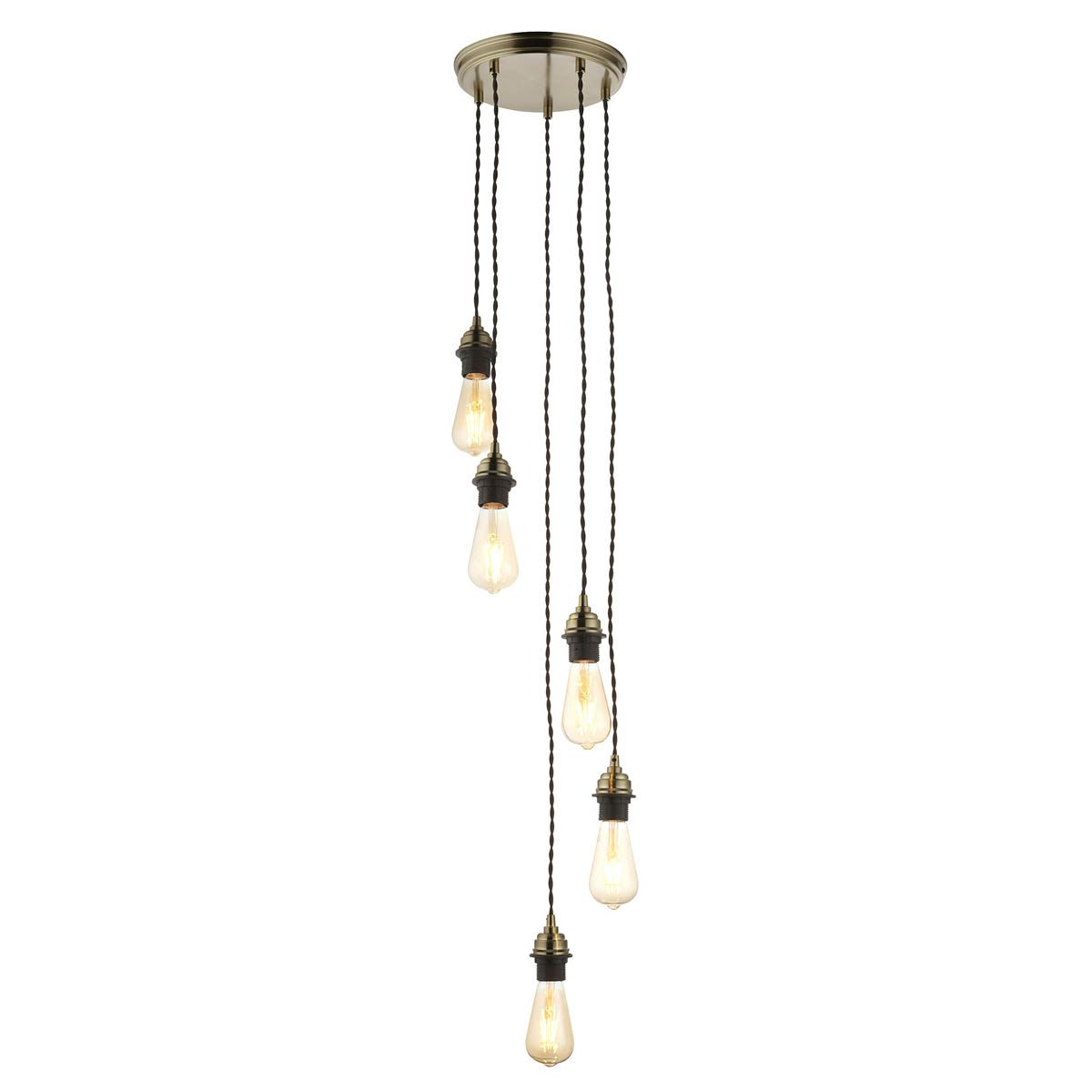 Ceiling Light 5 Lamps Antique Brass Effect Adjustable Drop Dimmable (L)1500mm - Image 7