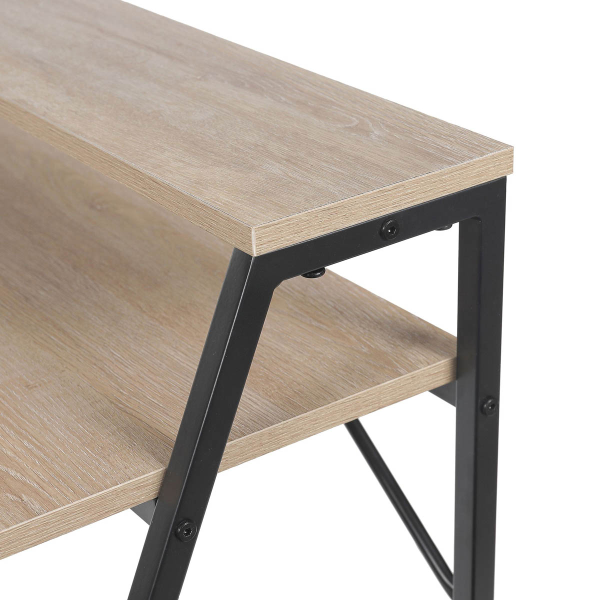 Manera Two Shelf Desk Compact Matt Black Oak Effect (H)840 (W)740 (D)515mm - Image 6