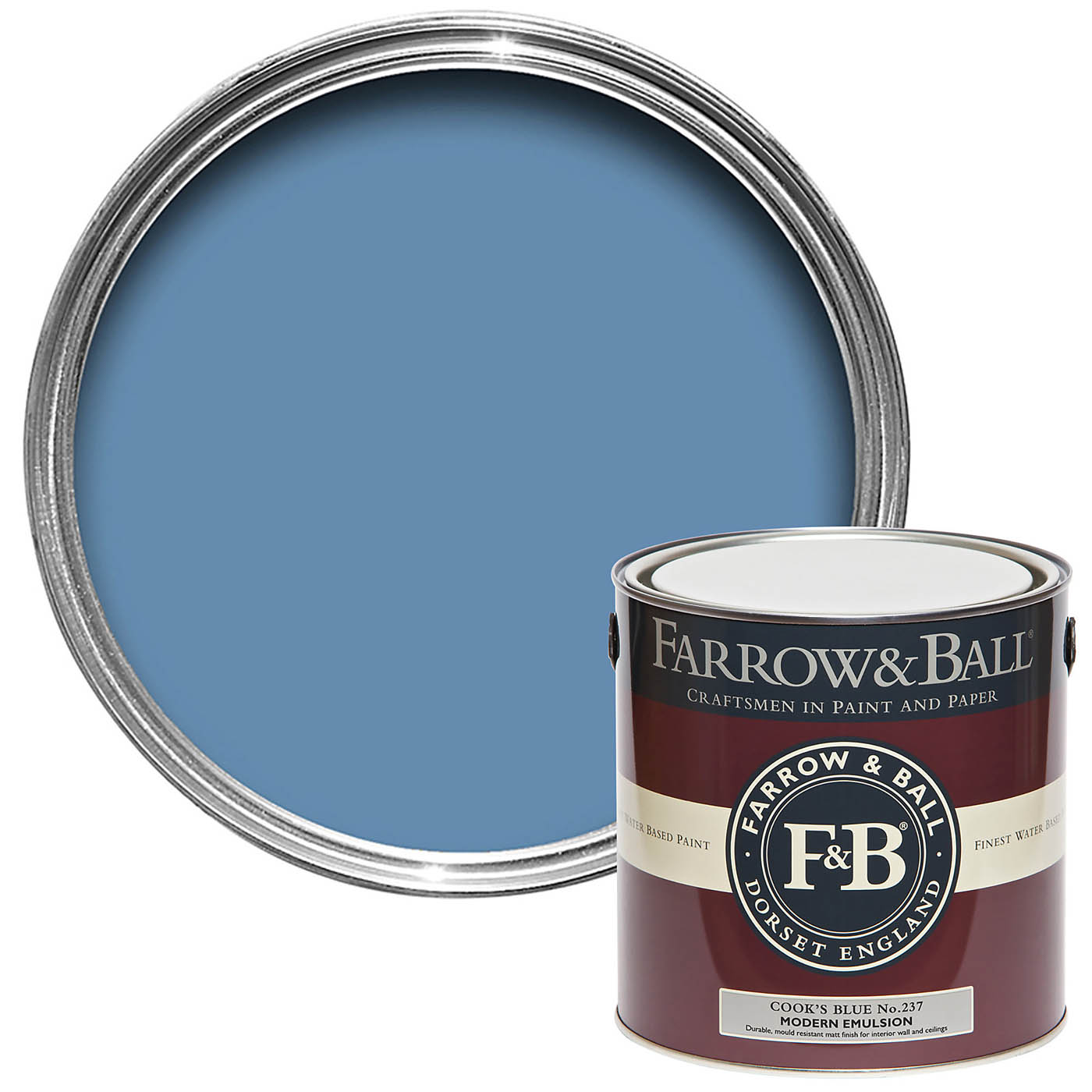 Farrow & Ball Modern Cook's Blue No.237 Matt Emulsion paint, 2.5L - Image 1
