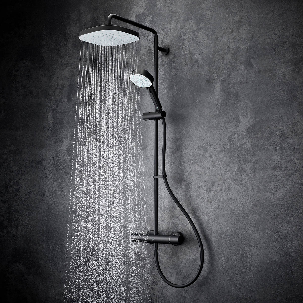 Mira Thermostatic Mixer Shower Matt Black Dual Square Head Modern Bathroom - Image 2