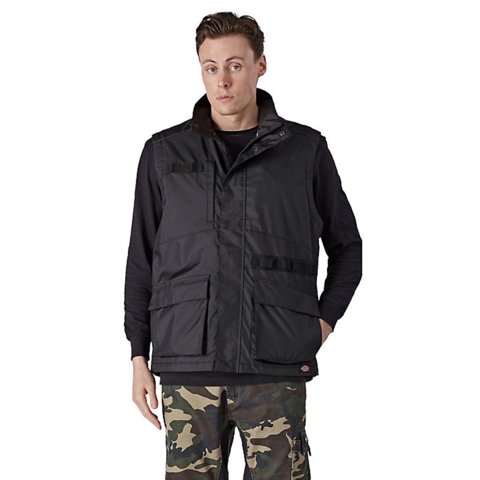 Dickies Mens Gilet Body Warmer Black Sleeveless Zipped Water Resistant Size L - Image 1