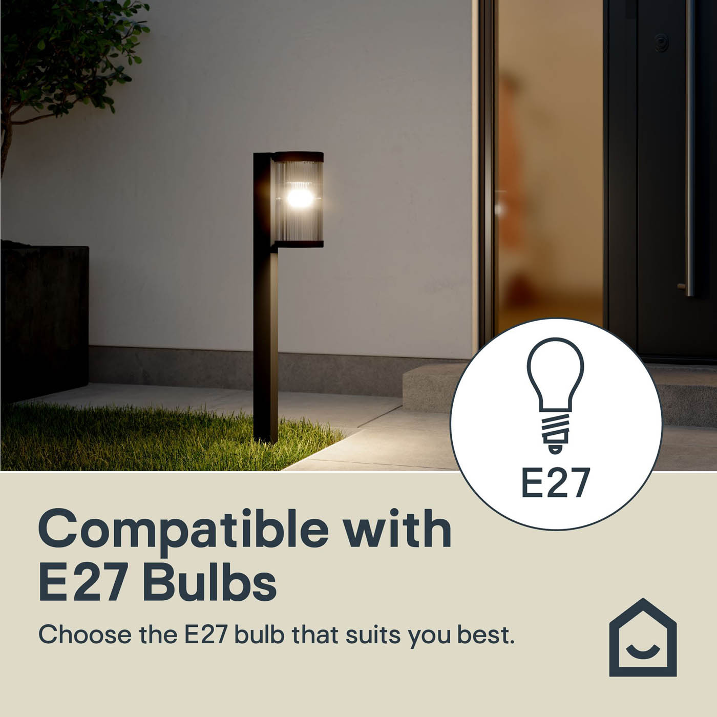 GoodHome Outdoor Post light 1 lamp Phuket Black Mains-powered (H)800mm - Image 5