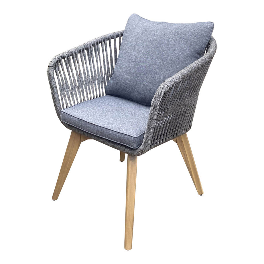 Garden Bistro Set 2 Seater Grey Natural Wooden Table Chairs Outdoor Furniture - Image 7