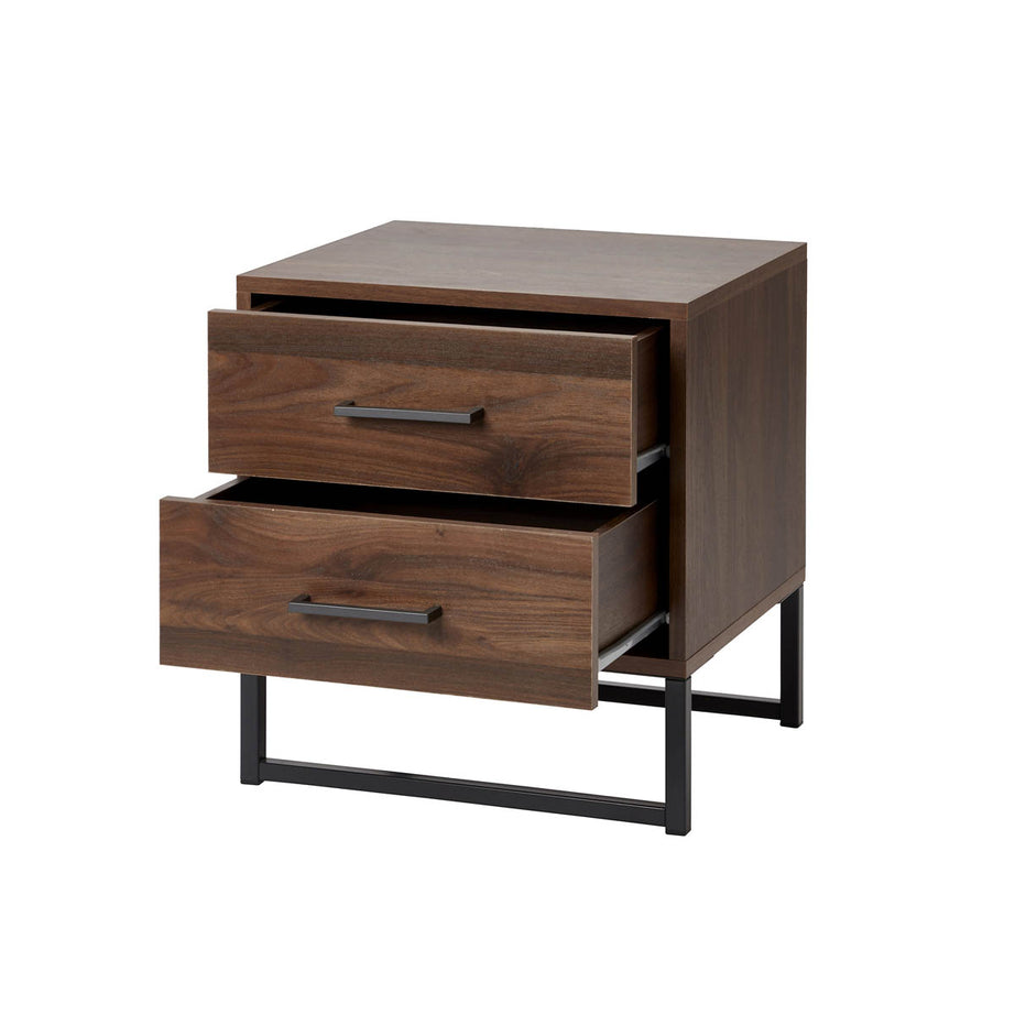 Zorras Bedside Table 2 Drawer Deep Walnut Effect Industrial (H)500(W)460(D)400mm - Image 6