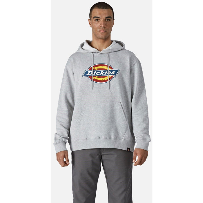 Dickies Logo Hoodie Fleece Hooded Jumper Mens Grey Relaxed Fit Pockets Comfort M - Image 1