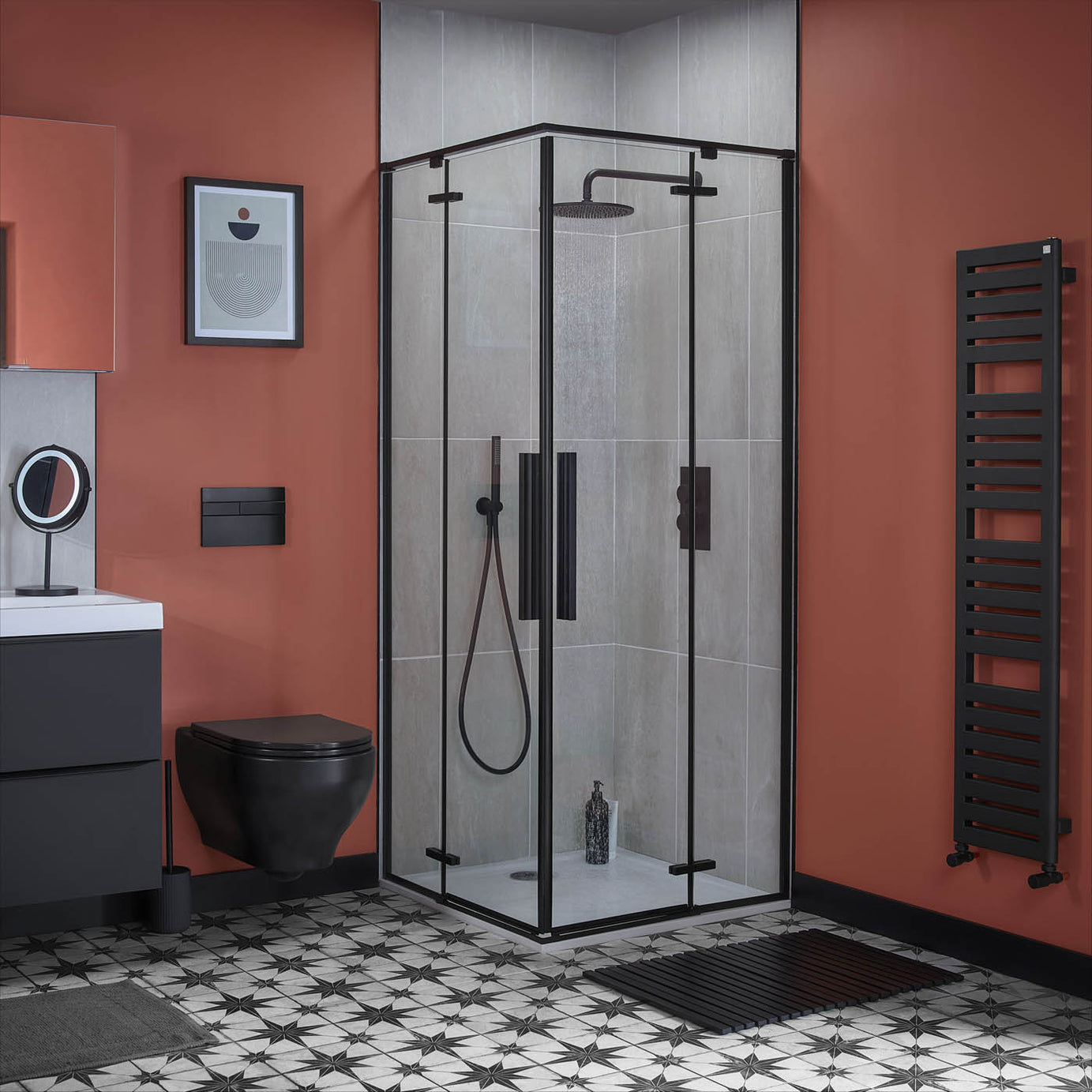 Aquadry Oria Matt Black Wall-mounted Shower arm - Image 5