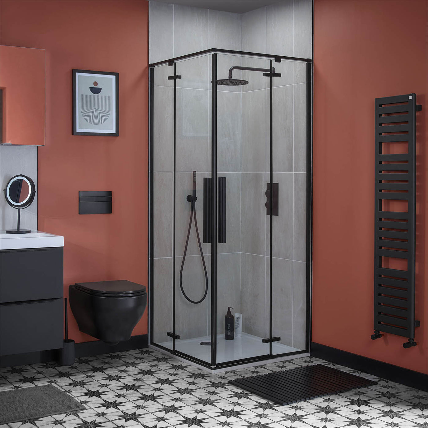 Aquadry Oria Matt Black Wall-mounted Shower arm - Image 6