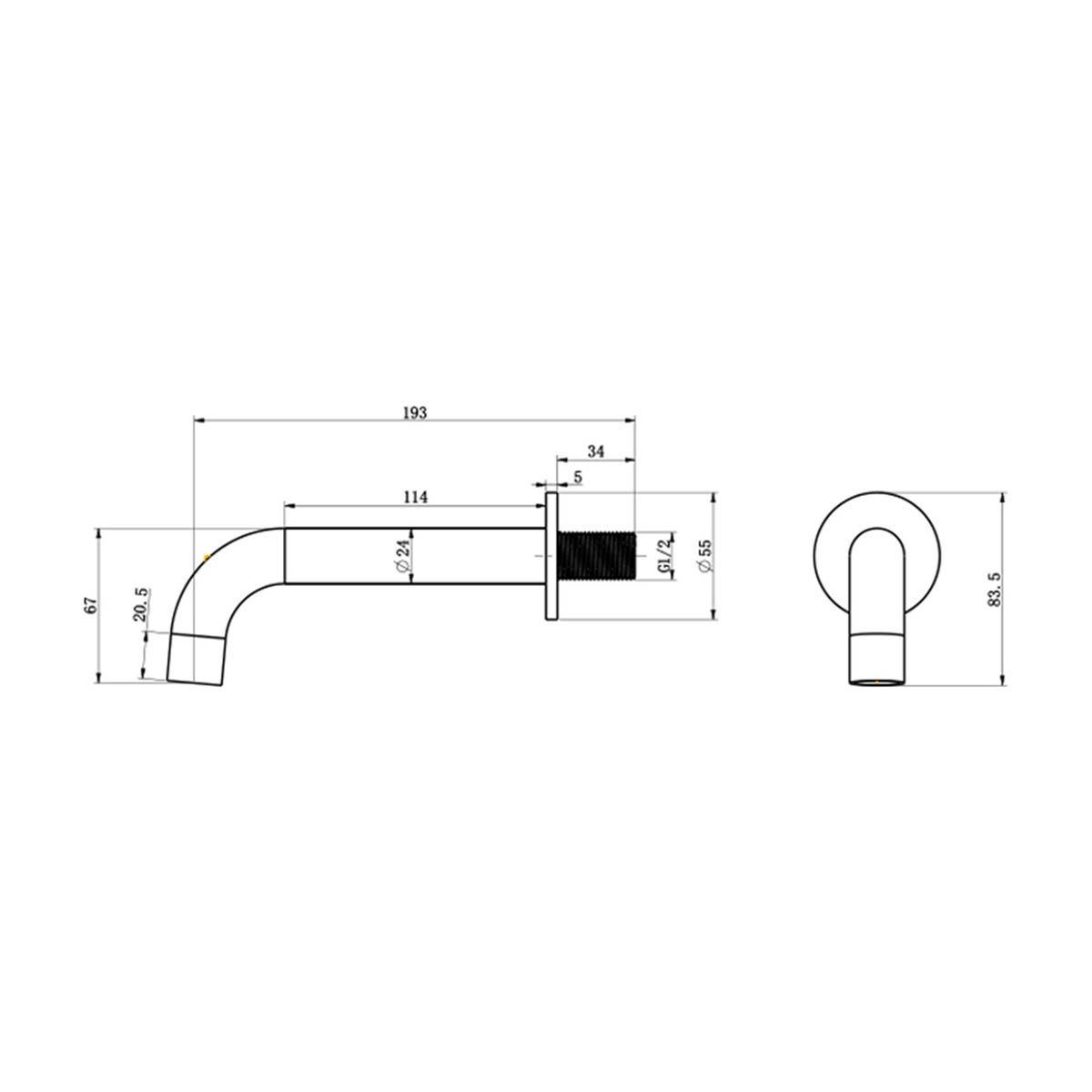 Aquadry Bath Filler Tap Brass Brushed Bronze Effect Wall Mounted Contemporary - Image 2
