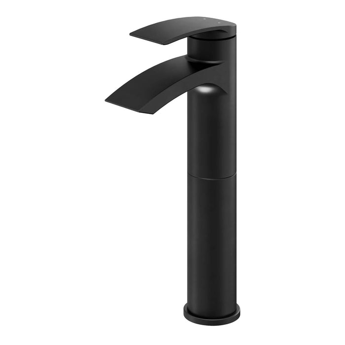 Basin Mixer Tap Tall Matt Black Waterfall Manual Modern Single Lever Bathroom - Image 1