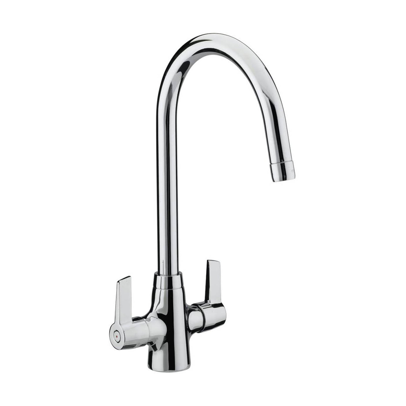 Kitchen Sink Tap Mixer Chrome Swivel Spout Brass Double Lever Contemporary - Image 1
