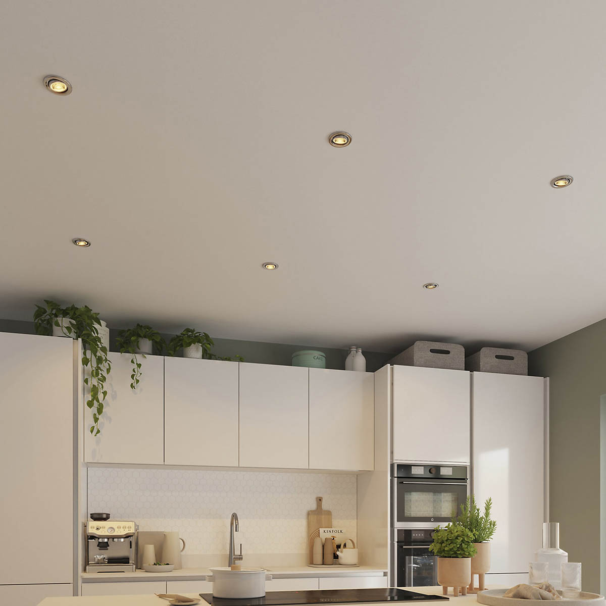 LED Downlights Adjustable Fire-Rated Chrome Effect Warm Neutral White Pack of 6 - Image 2