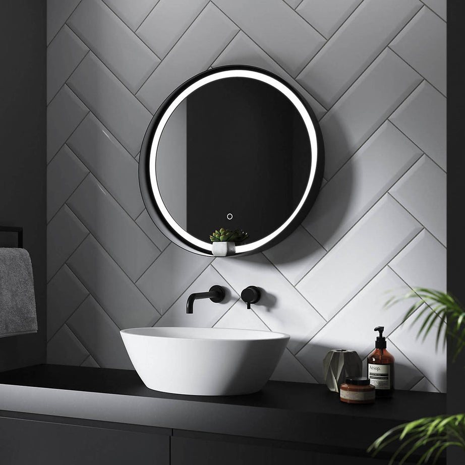 Bathroom Mirror Illuminated LED Colour Changing Matt Black Round (H)60cm (W)60cm - Image 3