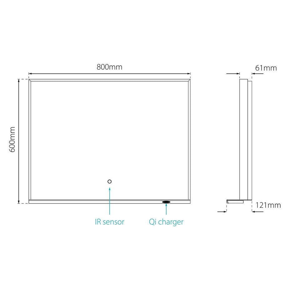 Sensio Bathroom Mirror Colour Changing Matt Black Rectangular (H)60cm (W)80cm - Image 2