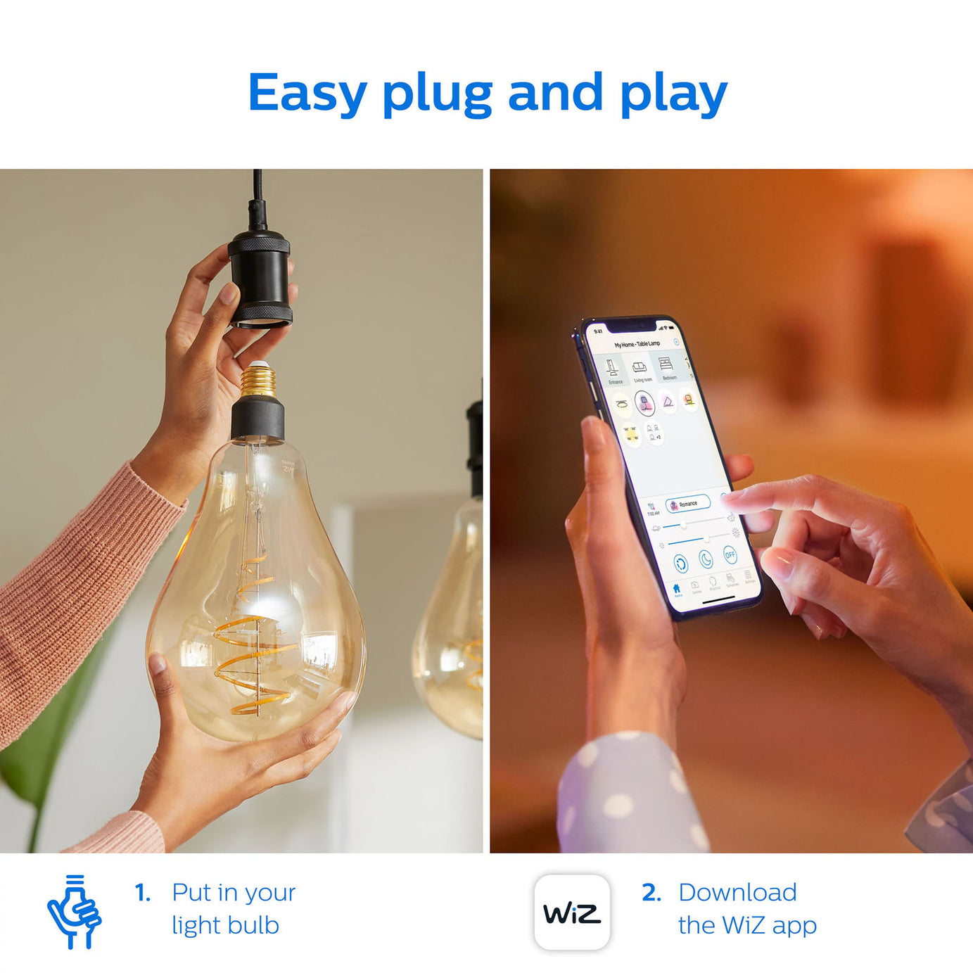 LED Smart Light Bulb Wi-Fi Vintage Amber Modern Cool & Warm White Philips 25 W - Image 5