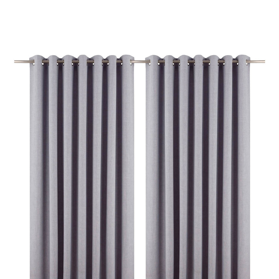 Eyelet Curtains Light Grey Plain Blackout Ready Made Ring Top Pair W228xL228cm - Image 6