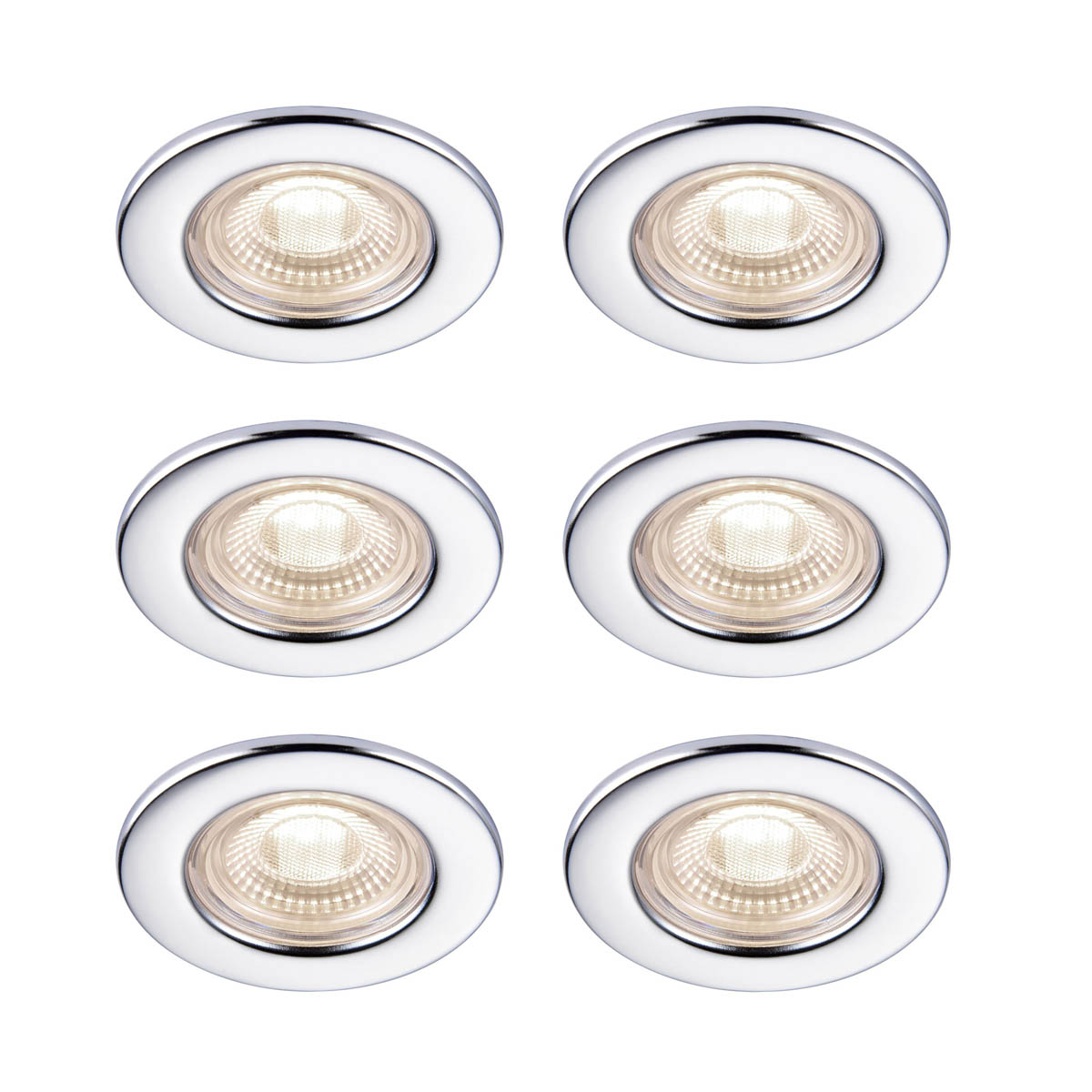 Downlight LED Neutral White Metal Plastic Chrome Effect Dimmable Recessed 6 Pack - Image 1