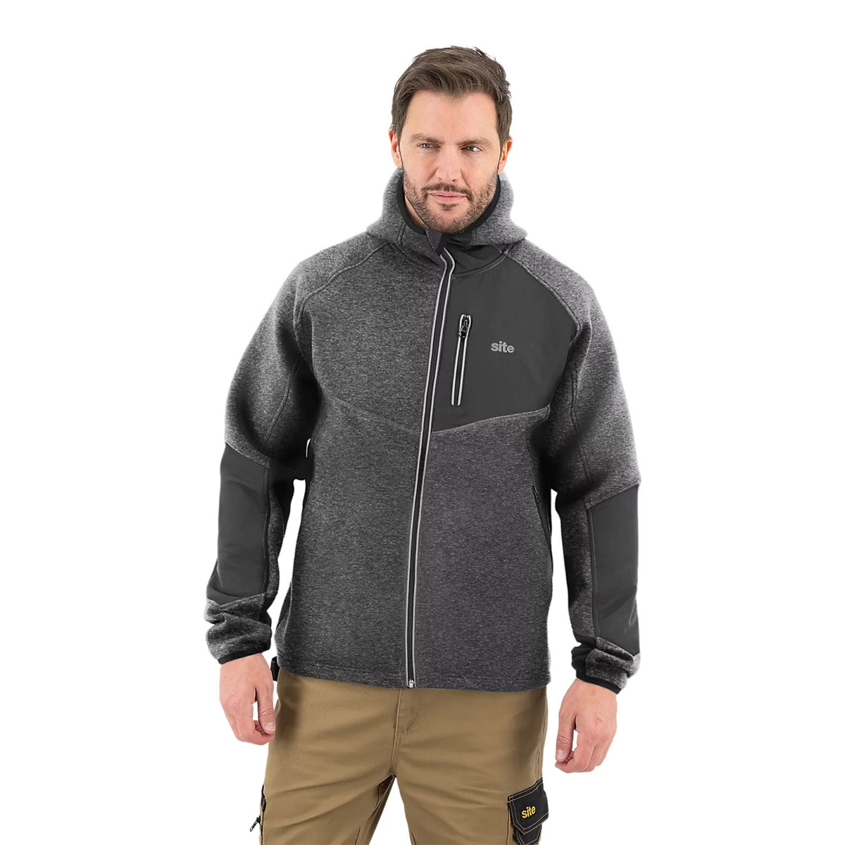 Site Hooded Sweatshirt Grey Black XL Workwear Zip Hoodie Suter - Image 4