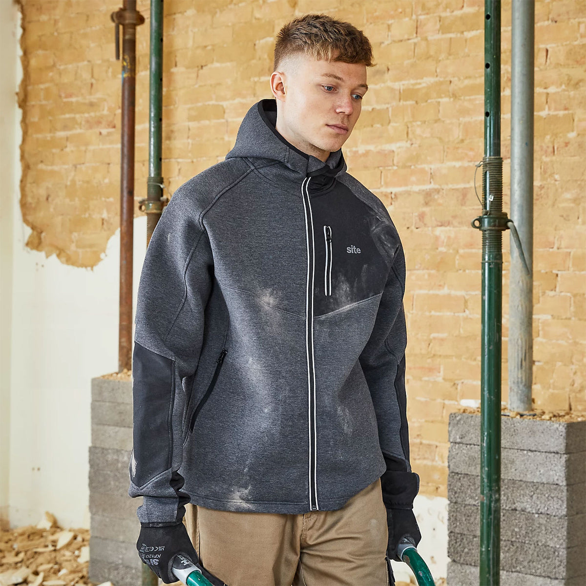 Site Hooded Sweatshirt Grey Black XL Workwear Zip Hoodie Suter - Image 9