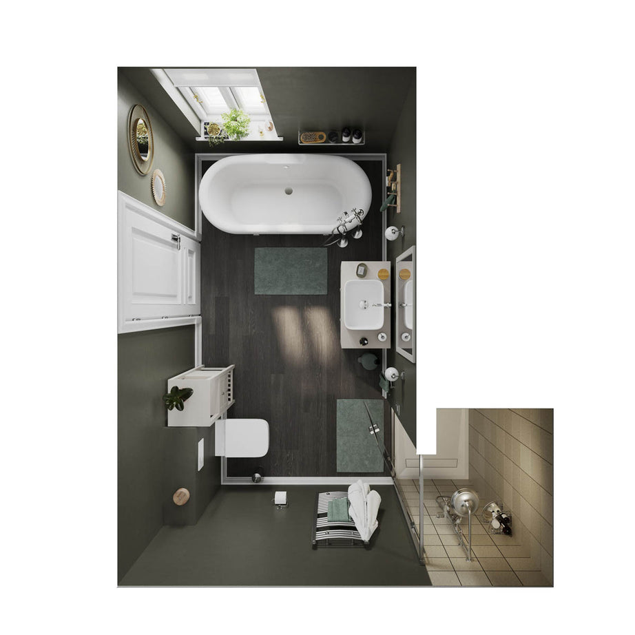 Bath Filler Tap Mono Mixer With Hand Held Set Chrome Floor Mounted Cross Head - Image 4