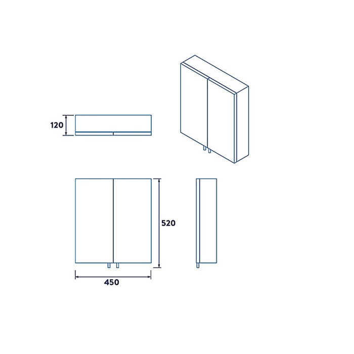 Bathroom Mirror Cabinet Wall Mounted 2 Door White Gloss With Shelf Cupboard - Image 2