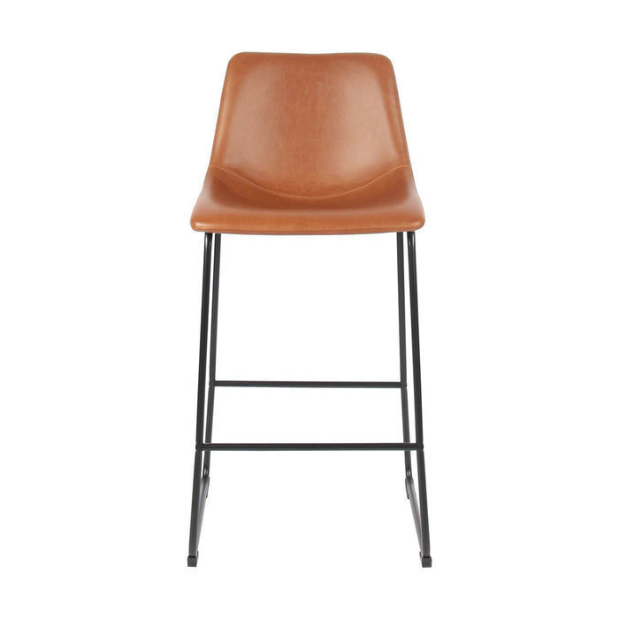 Kitchen Bar Stool Dining Breakfast Brown Tan Leather Modern Comfort Backrest - Image 2