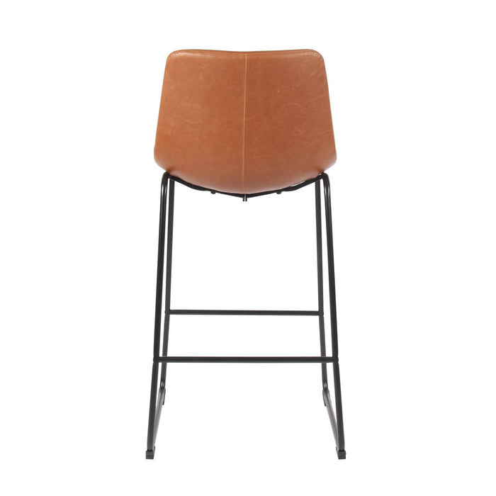 Kitchen Bar Stool Dining Breakfast Brown Tan Leather Modern Comfort Backrest - Image 3