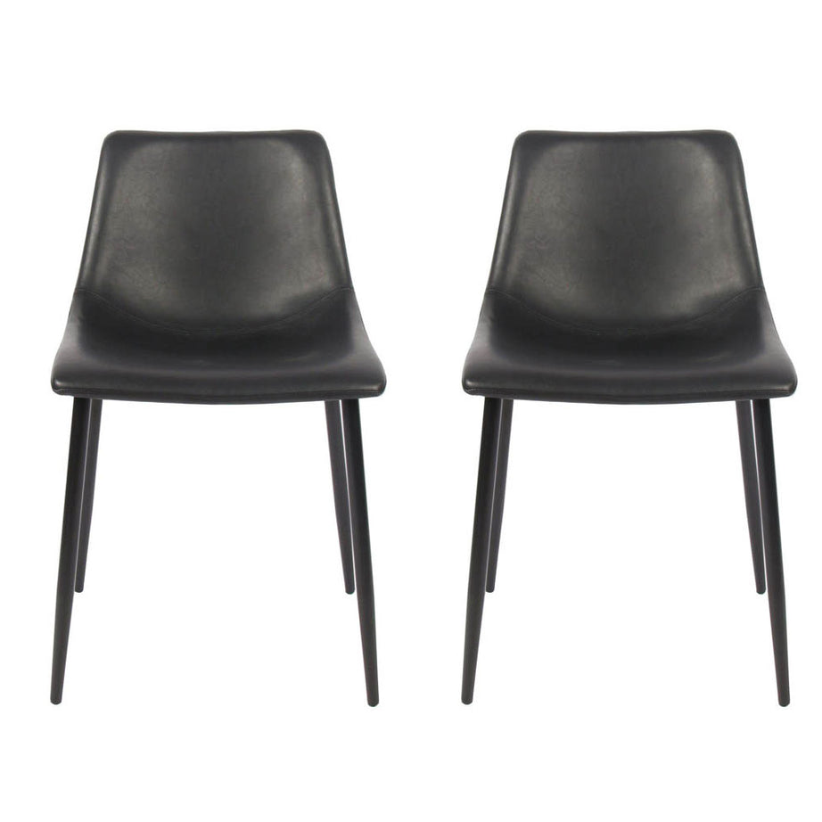 Dining Chair Black Pack Of 2 Leather Effect Modern Living Room (H)765mm (W)470mm - Image 1