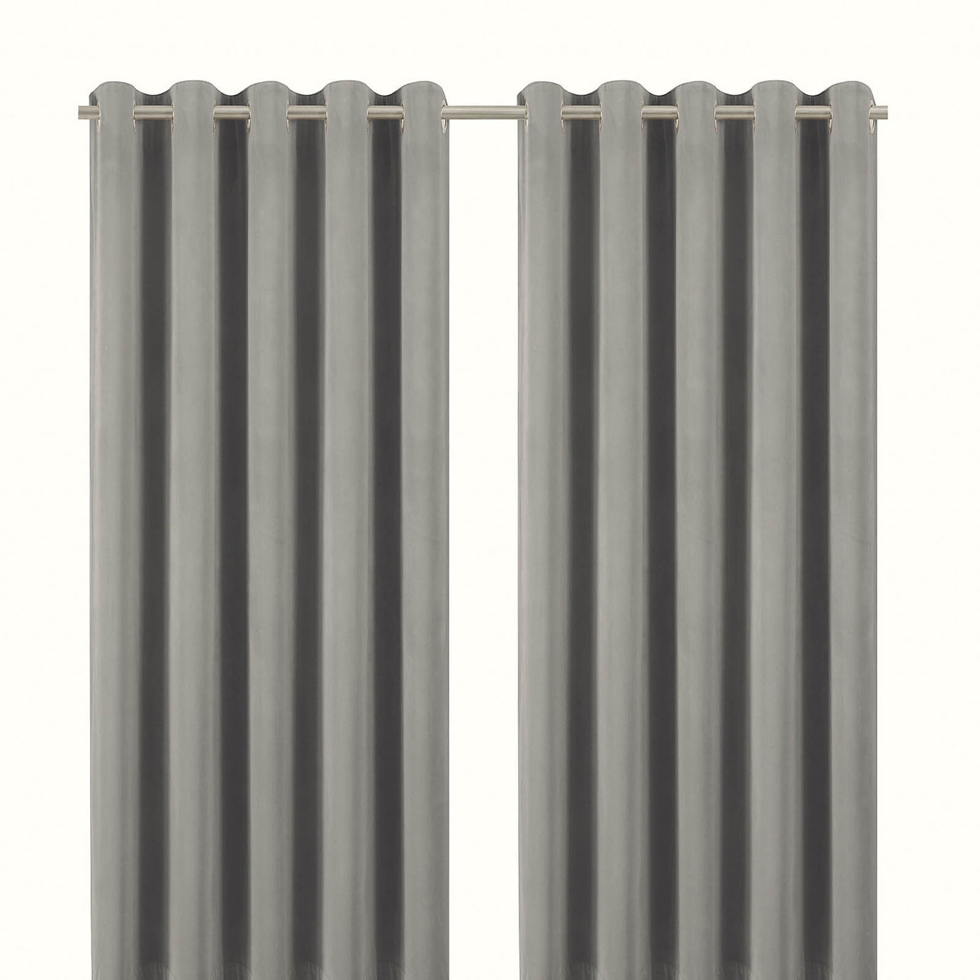 Eyelet Curtain Grey Velvet Lined Ready Made Plain Ring Top Pair W167xL183cm - Image 3