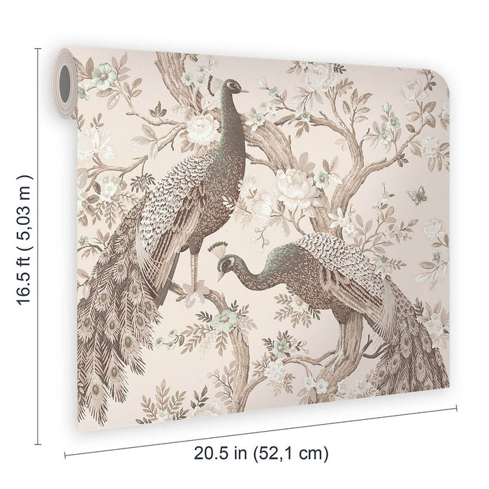 Laura Ashley Wallpaper Matt Soft Truffle Peacock Smooth Rustic Washable 5.2m² - Image 2