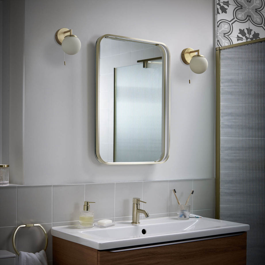 Sensio Illuminated Bathroom Mirror LED Rectangular Brass Effect (H)50x(W)39cm - Image 2