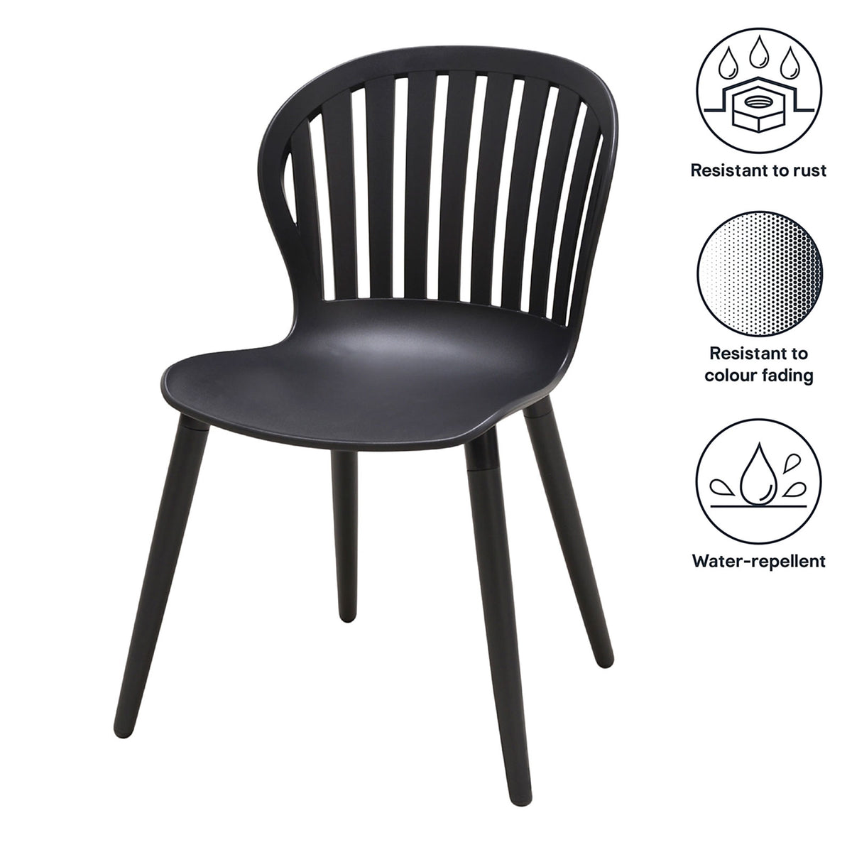 GoodHome Kiwee Bucket Chair Black Plastic Dining Kitchen Indoor Chair - Image 7
