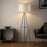 Floor Lamp Cream Drum Cylinder Shade Metallic Shelf Tripod Stand Modern 15W - Image 2