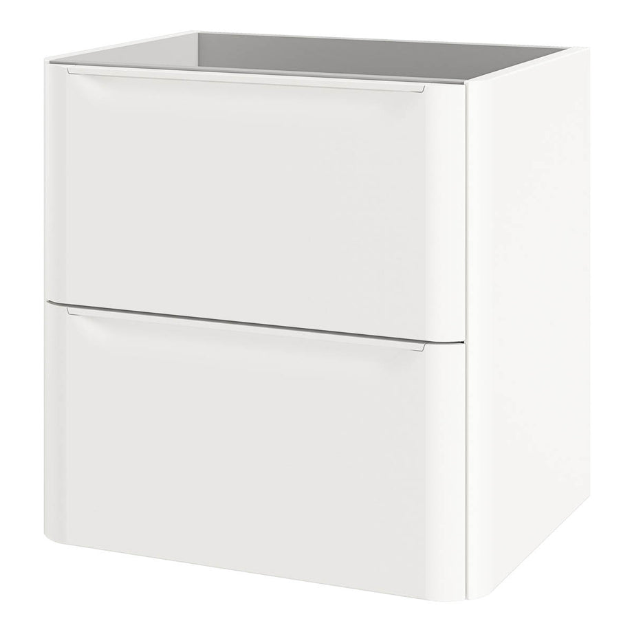 Bathroom Vanity Unit Matt White Wall Mounted 2 Drawers Storage (H)60x(W)60cm - Image 1